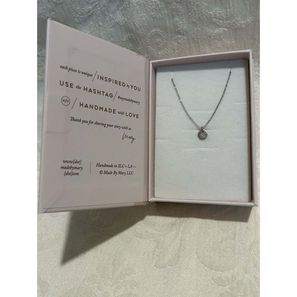 Made By Mary Sterling Silver June Birth Flower Rose Disc Necklace Dainty Minimal